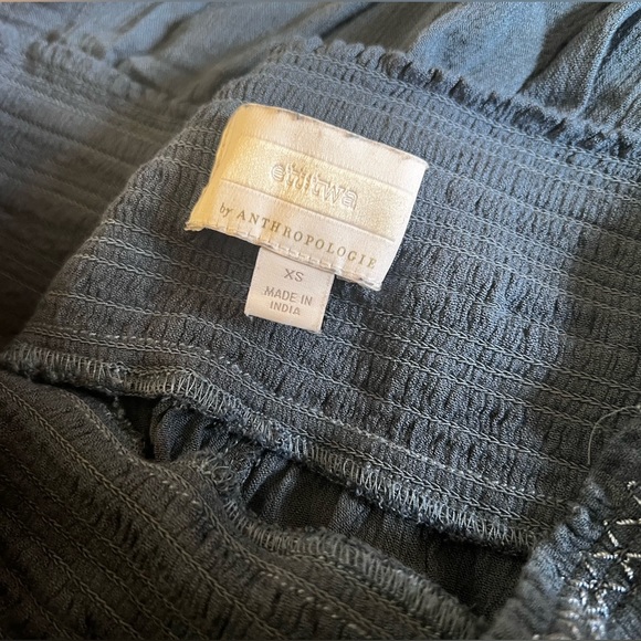 Anthropologie ett:twa slate blue embroidered waistband harem pantaloon pants - Picture 6 of 7